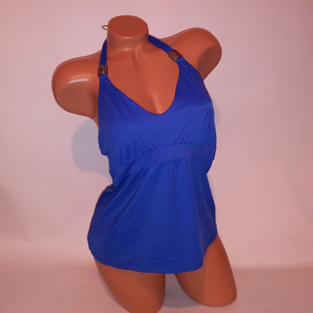Venus Swim Tankini Top Size 12 Royal Blue Halter Solid Wireless